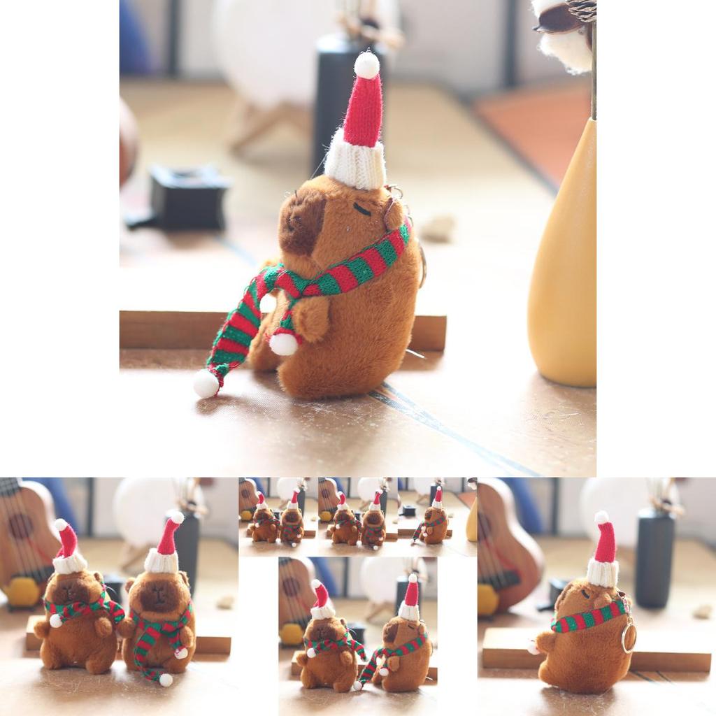 Charming Miniature Capybara Plush Toy Keychain 14cm Perfect For Holiday Cheer