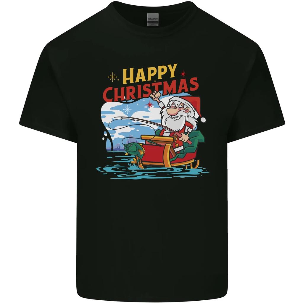 Santa Clause Fishing Funny Christmas Kids T-Shirt Childrens