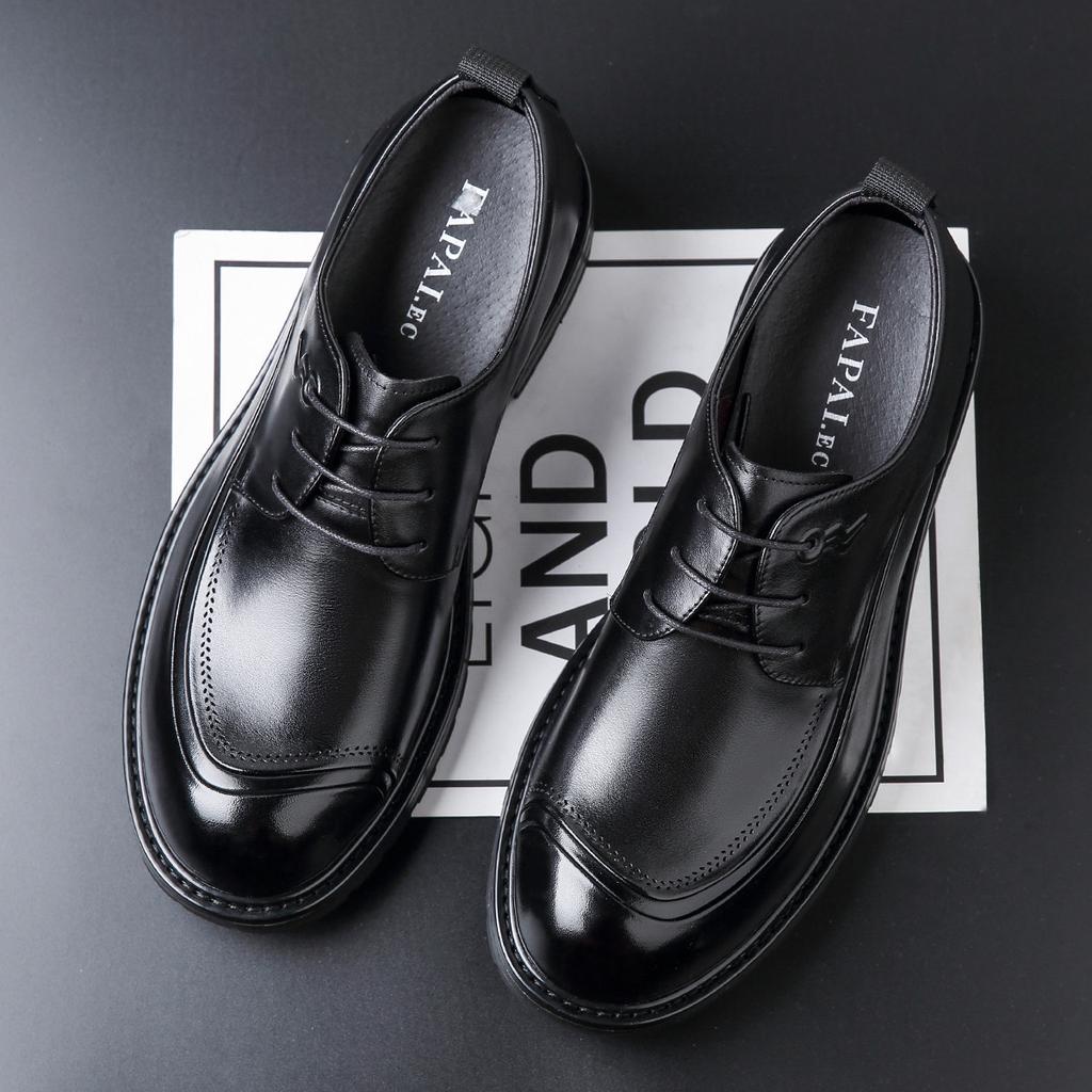 Big Head Leather Shoes Men's Business Large Size 46 Brown Leather Shoes First Layer Cow Men's Genuine Leather Work Commuter Shoes Trendy Pure Leather