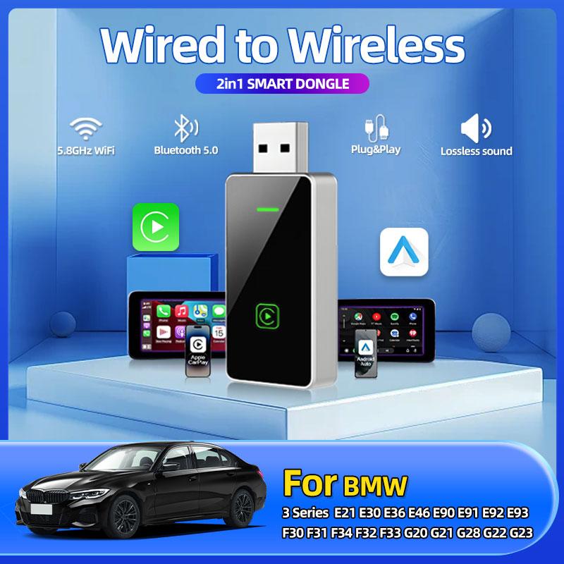 Беспроводной адаптер Carplay Android Auto 2-в-1 Smart Dongle 5G WIFI Для iPhone Android Телефона Для BMW 3 Серии E21 E30 E36 E46 E90