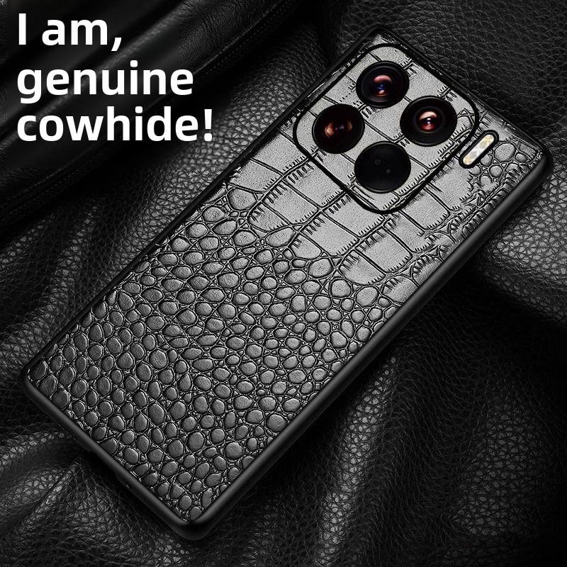 Genuine Leather Phone Case for Xiaomi 15 Ultra 14 13 11 Lite 12s Pro, Civi 3 2 1s Mix4 Crocodile Pattern Hard Protective Cover
