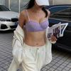Summer 6 Color Sexy French 1/2 Cup Push Up Bra Set Fashion Women Lace Thin Cup Underwear Romantic Lavender Bras and Thong Set