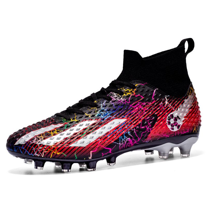 Футбольные бутсы 2025 года с высоким верхом для мальчиков и детей с шипами и шипами, соревновательные тренировочные бутсы для молодежи и студентов для искусственного газона