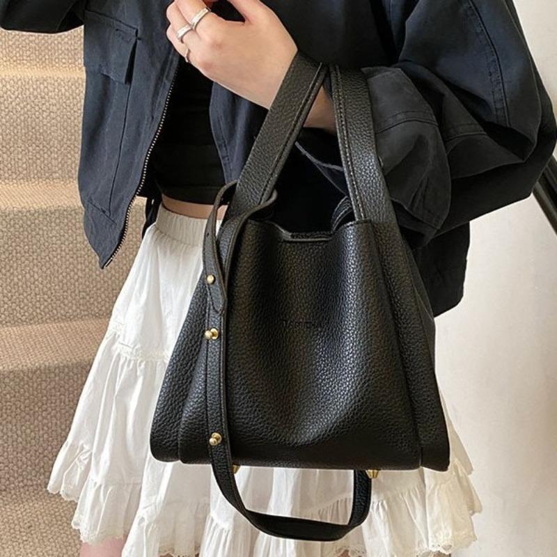 Сумка-ведро с узором личи, новая высококлассная сумка, женская простая на плечо, портативная сумка-овощная корзина