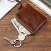 Top Layer Cowhide Men's and Women's Key Bag Coin Purse Small Handbag Credit Card ID Holder Zipper Mini Wallet