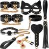 Sex Games Whip Gag Nipple Clamps Sex Toys For Couples Exotic Accessories Sexy Leather BDSM Kits Plush Sex Bondage Set Handcuffs