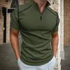 Мужские футболки с коротким рукавом для гольфа, повседневная легкая рубашка, стильная рубашка с воротником-поло на молнии до середины груди