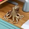 Octopus Ornament Tabletop Retro Alloy Octopus Squid Figurine Solid Metal Collectible Octopus Statue for Home Office Car Decor