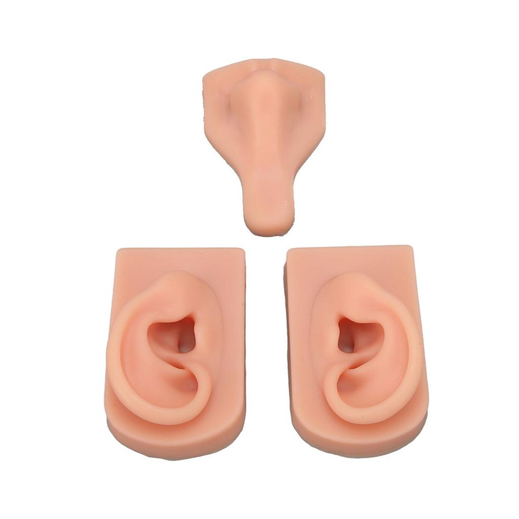 Silicone Piercing Practice Model Simulation Soft Flexible Nose Ears Model for Display Teaching Light Skin Color