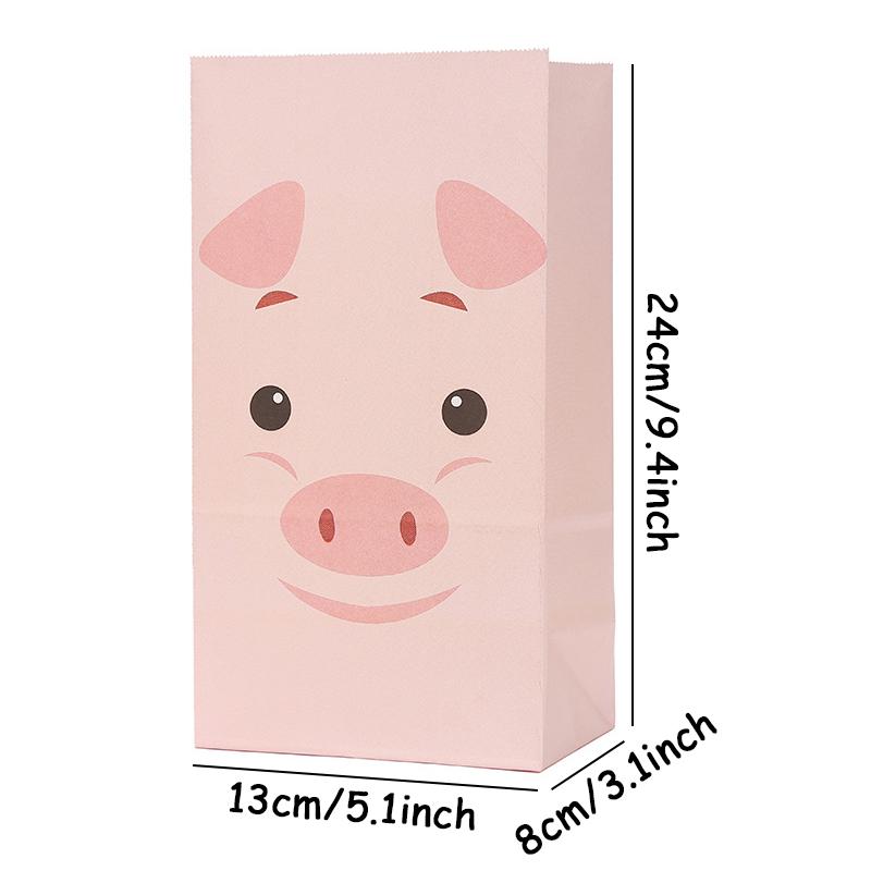 12pcs Farm Animal Cow Sheep Pig Gift Bag Children's Birthday Anniversary Paper Bags With Sticker Candy Biscuit Bag Party Supply