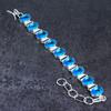 Swiss Blue Topaz Gemstone Handmade 925 Sterling Silver Bracelet 7-8" F4N30