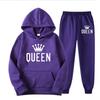 Мужской флисовый комплект с капюшоном большого размера 2025 - Модный принт QUEEN для осени/зимы