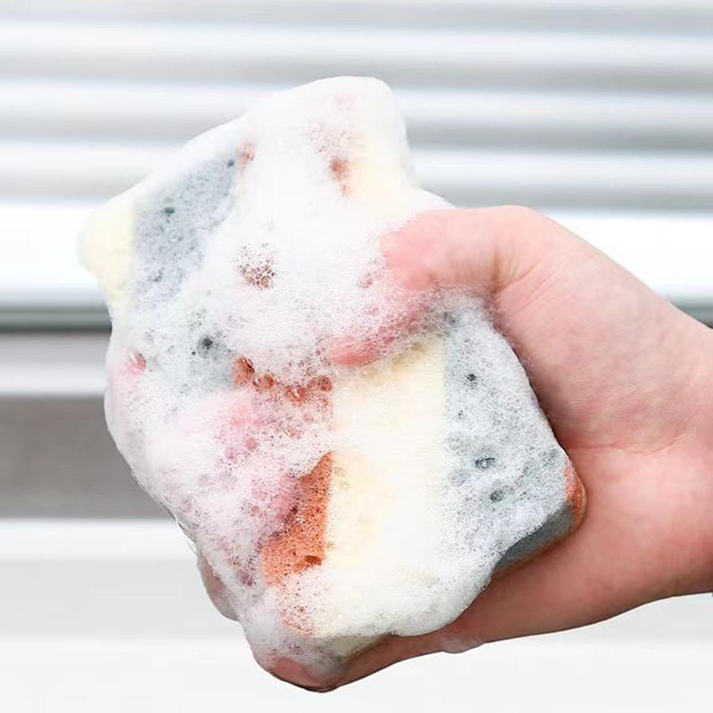 Newest Multi-color Wood Pulp Cotton Dishwashing Sponge with Magic Cleaning Ability - Available In 1/5/10 Pieces