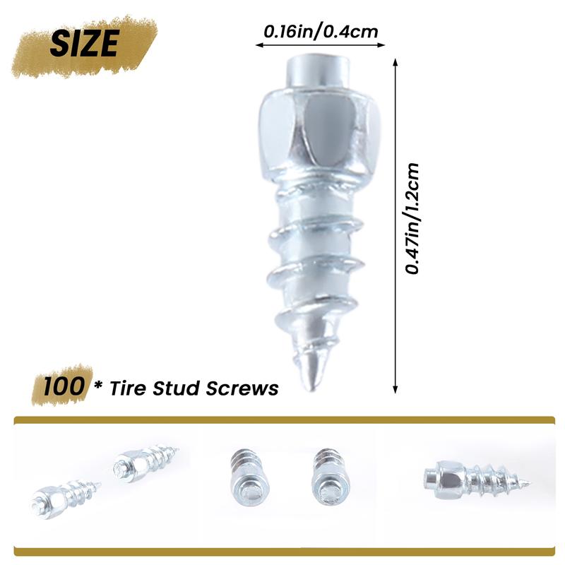 100PCS 12Mm Tire Studs Carbide Screw Snow Spikes Anti-Slip Anti-Ice For Car/SUV/ATV/UTV Car Tire Stud-M53K