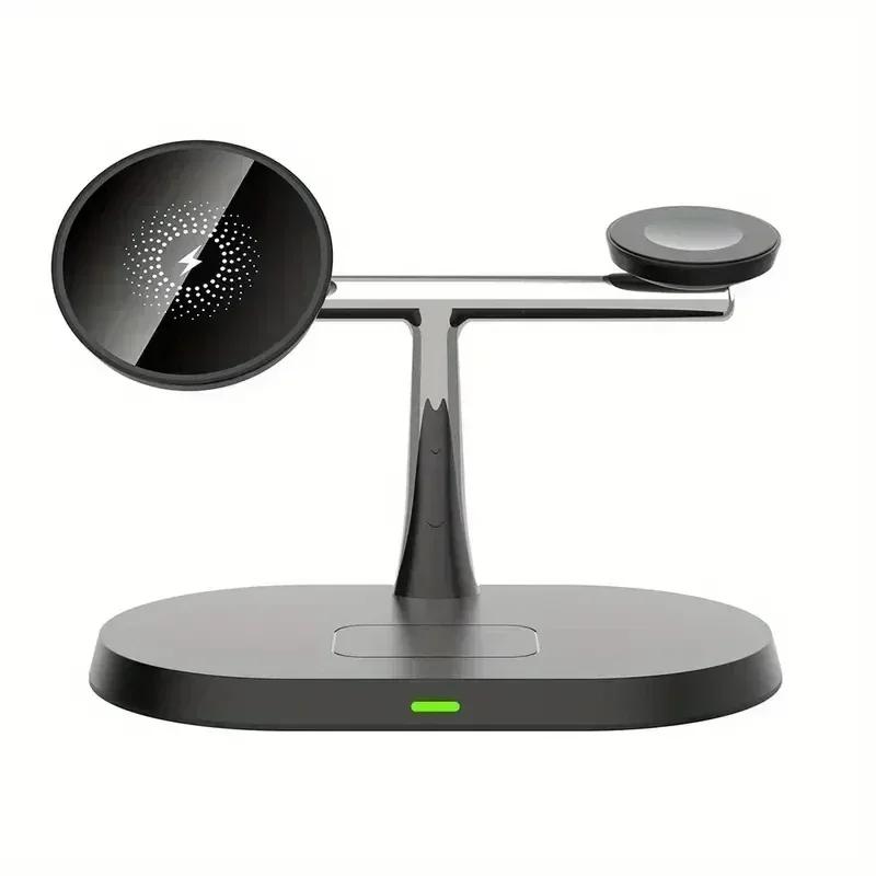 30W Wireless Charger Desktop Phone Stand For Mag-safe iPhone 16 15 14 13 12 Apple Watch 10 9 8 7 6 AirPods 4 Pro 2 Fast Charging