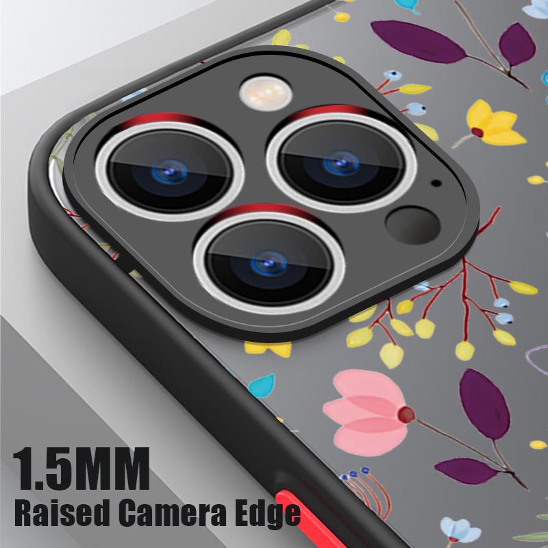 Для iPhone 16 Pro Max 15 14 Plus 13 12 Mini 11 7 8 для Magsafe противоударный цветочный узор мягкие края прозрачный акриловый жесткий чехол