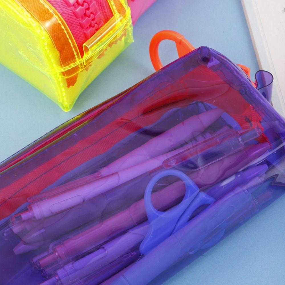Large Capacity Zipper Transparent Pencil Case High Appearance Portable Makeup Pouch Children