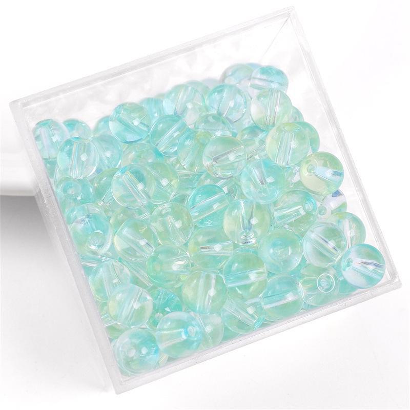 Комплект браслетов из бисера Summer Jelly Gold Glitter: Двойные стеклянные круглые бусины и полусахарные пузырчатые бусины