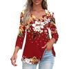 Shirts For Women Trendy V Neck Button T Shirts Casual Printed Summer Tees T Shirt Blouse Three Quarter Sleeve Tops For Women