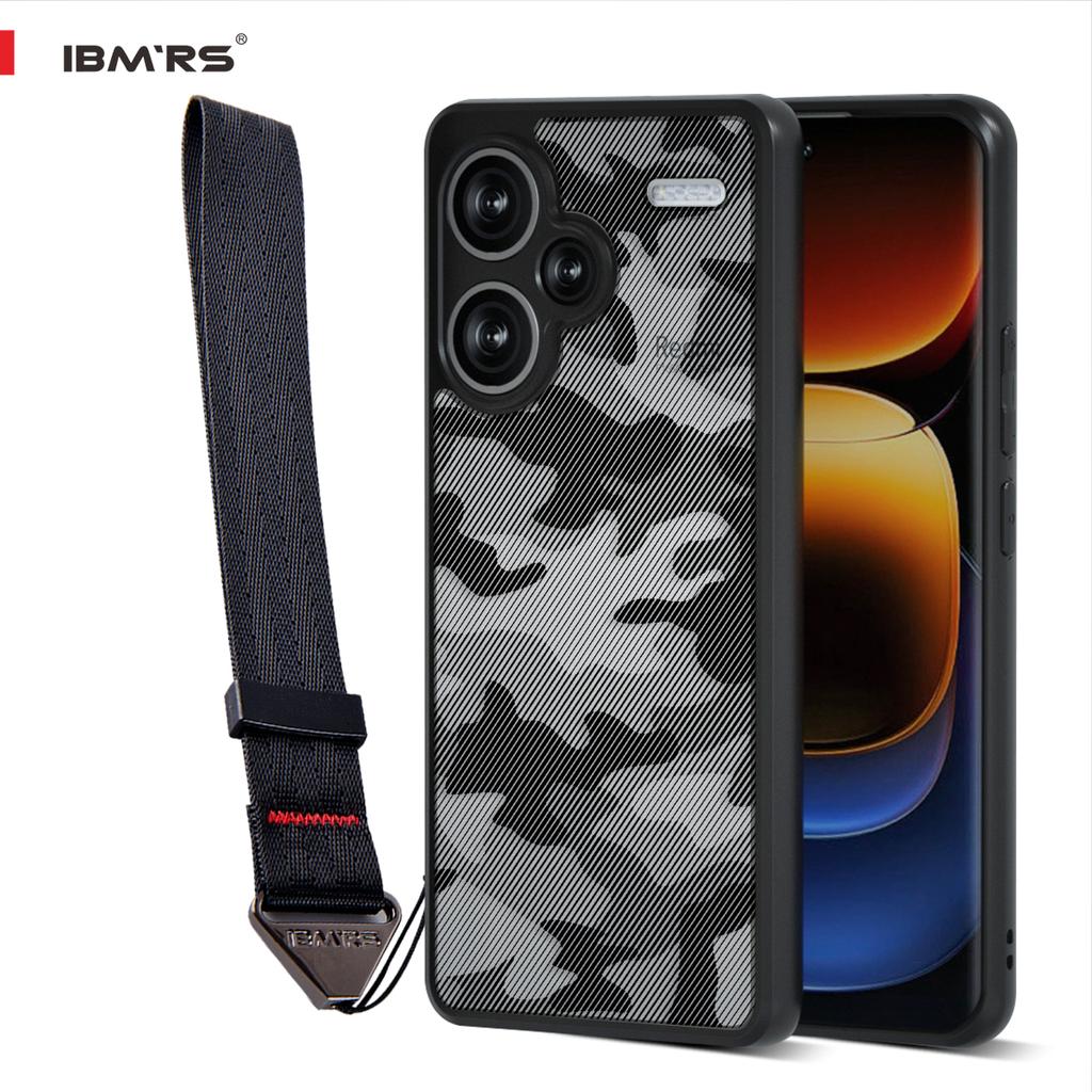 (Comes with Wrist strap)IBMRS [Anti-Scratch Dual Coating]  for Xiaomi Redmi Note 13 Pro+ Transparent Case, Camo Shockproof Matte Phone Case