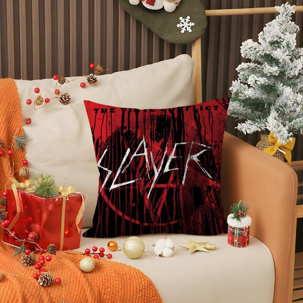 S-Slayer Хэви-метал Рок-группа Наволочка Защита от пылевых клещей Подушка Невидимая молния Шелковистый короткий плюш Чехол на подушку для дивана