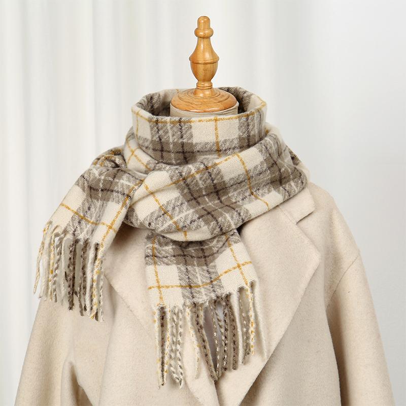 Luxury Brand Cashmere Women Plaid Scarf Winter Warm Shawl and Wrap Bandana Pashmina Female Foulard Square Thick Blanket Poncho