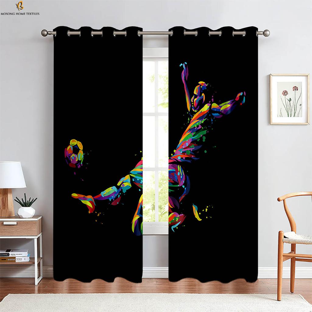 Разбейте кирпичную стену Крутой футбол 3D Печатные шторы Детская комната Гостиная Кухня Спальня Декоративные шторы 2 шт.