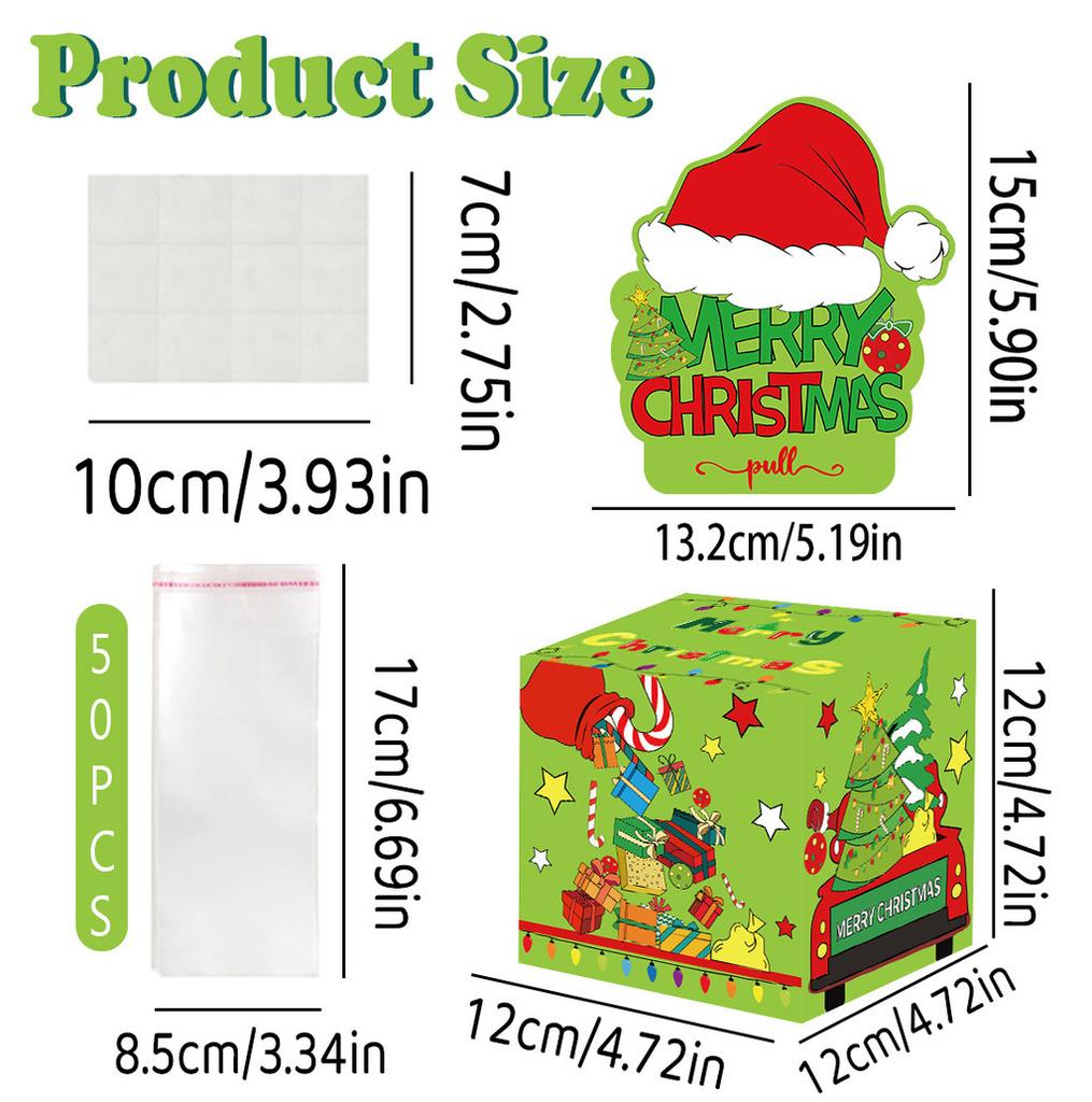 Themed Christmas Green Pattern Paper Surprise Box Holiday Props For Gift