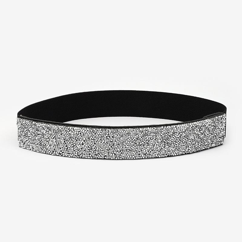 Shining RhineStone Sequin Corst Elastic Belt For Women Inlaid Imitation Diamond Elastic Belts Flash Colour Ladies Fashion Dress
