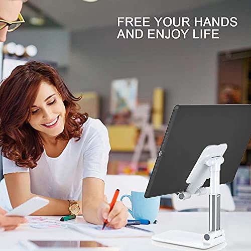 Adjustable angle height mobile phone holder 2 pieces fully folded portable model suitable for mobile phones and tablets black white