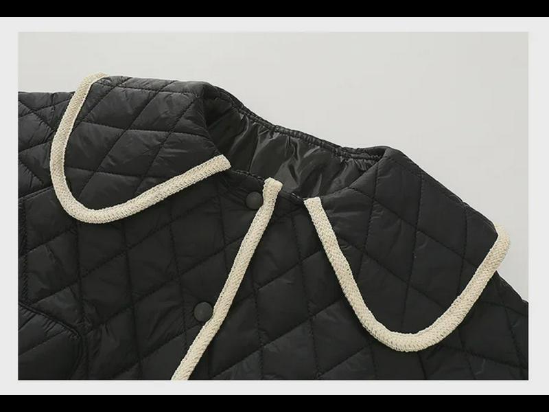 2024 Girls' Stylish Quilted Jacket: Versatile, Lightweight Autumn/Winter Cotton Coat