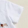 Toddler Boy Birthday Clothes Letter Animal Print Short Sleeves Round Neck Tops with Plaid Shorts 2 Pcs Outfit