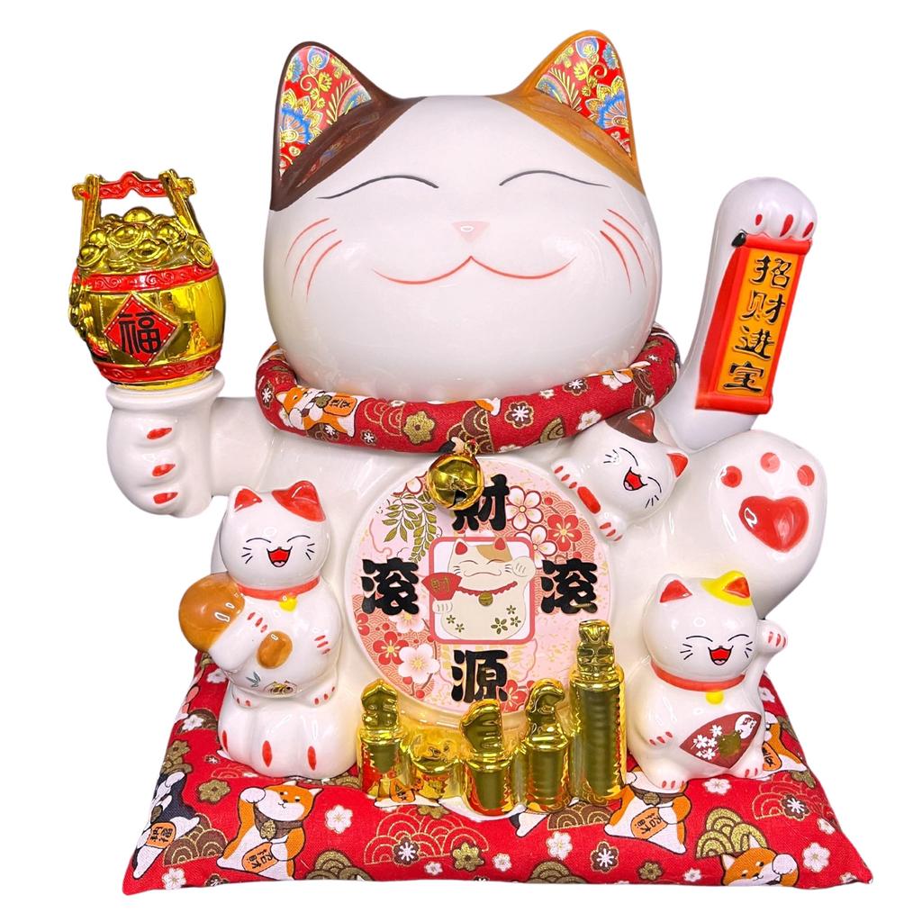 YRO Large Electric Beckoning Cat with Moving Maneki Made of Dry USB Good Prosperous Thousands of Opening Celebration Gift Hands, Cushion, Cat,