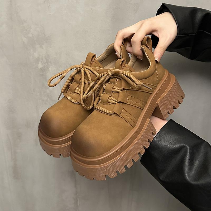 Platform Women Shoes Flats Designe Loafers Shoes Fashion New Walking Shoes Classic Dress Lace Up Trend Female Cozy Zapatillas