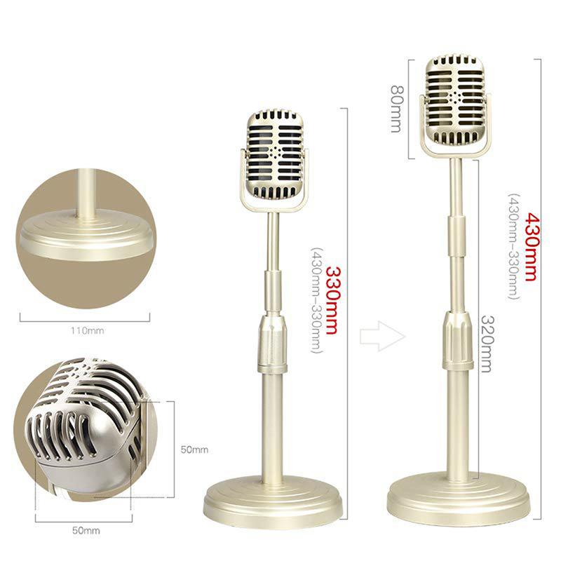 Simulation Classic Retro Dynamic Vocal Microphone Vintage Style Mic Universal Stand For Live Performanc Karaoke Studio Record