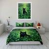Black Cat in Clover Field Bedding Duvet Cover Set  (1*Duvet Cover 2*Pillowcases, without duvet insert)