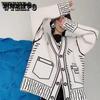 Print Graffiti Unique Cardigan Women Loose V-neck Long Sleeve Luxury Knitted Female Cardigans Sweaters Coat Y2k Jacket Tops