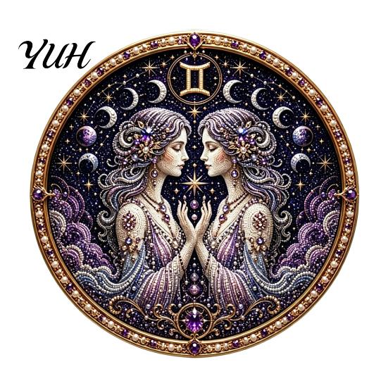 Relaxing Craft Kit for Stress Relief Zodiac Sign Faux Pearl Art Kit, 12 Signs DIY Painting Personalized Gift Kits, Round 3D Constellation Wall Adults,