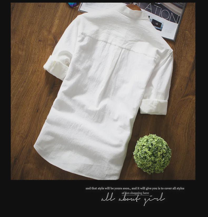 Летняя мужская рубашка из белого льна 2023 года — короткий рукав, красивый тренд