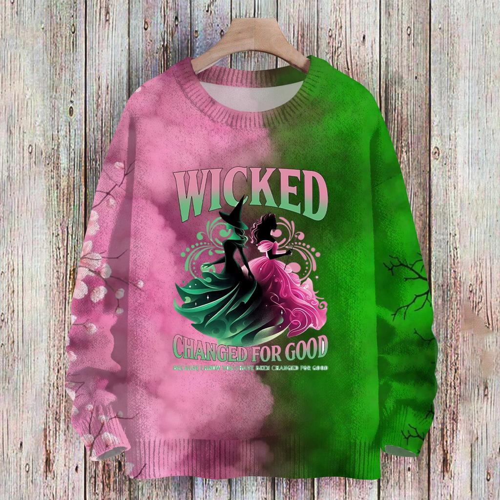 Рождественские толстовки для женщин Вязаный свитер Милая рубашка Осенний свитер с круглым вырезом Топы