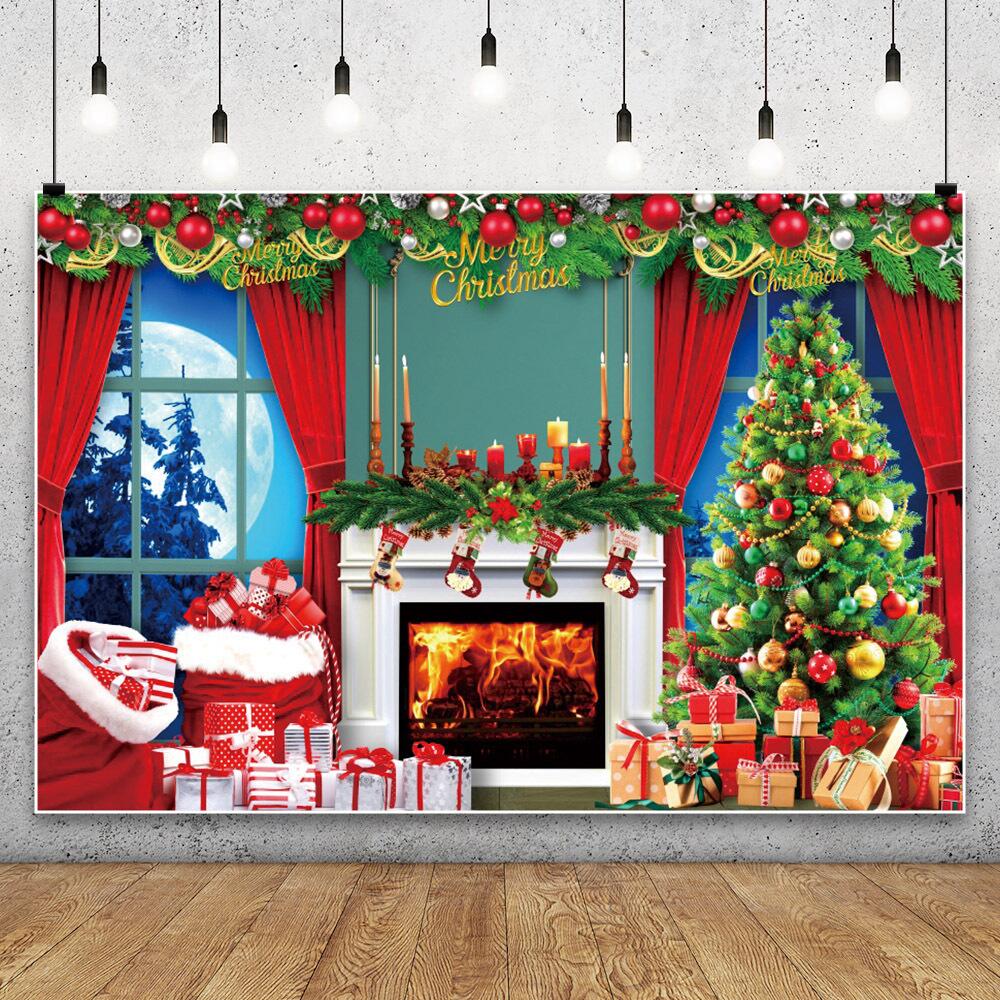 Winter Snowflake Christmas Photography Backdrop Decor Xmas Pine Tree Snowman Glitter Merry Christmas Party Photo Background Prop