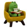 Frog Drinking Coffee Ornament Creative Funny Frog Reading Sculpture Miniature Frog Read Book Figurines for Shelf Desk Decoration