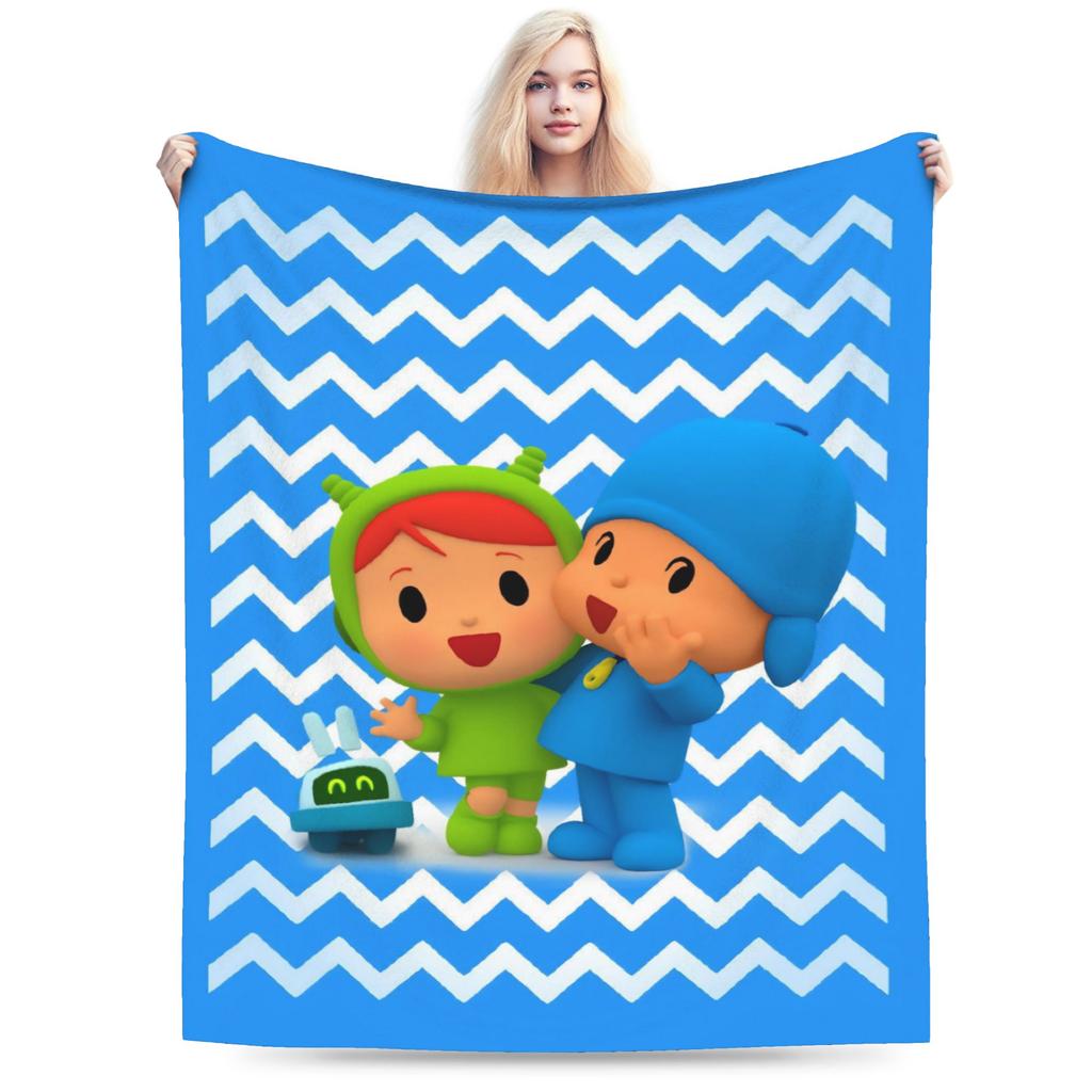 P-POCOYO Warm Soft Blanket Girls Boys Plush Throw Blanket Print Living Room Flannel Bedspread Sofa Bed Cover