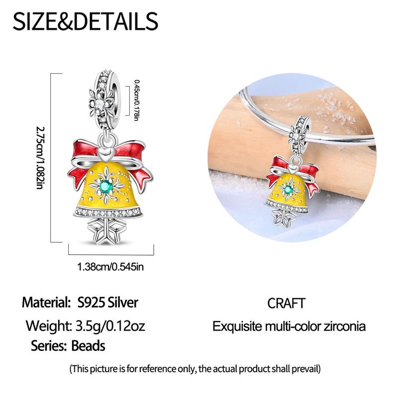 925 Silver Christmas Puppy Cat Charms Sleigh Happy New Year Bead Pendant Fit Original Bracelet Necklace Jewelry Gift