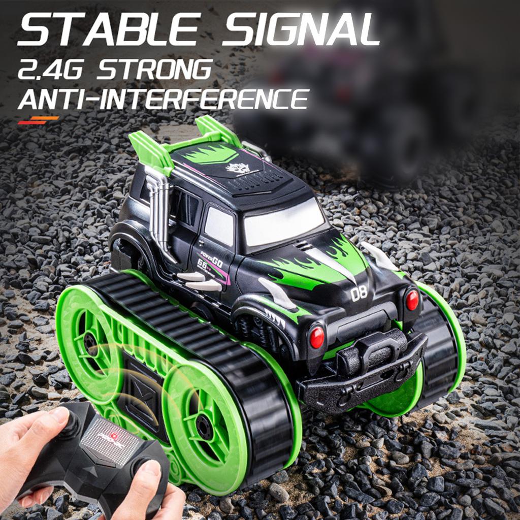 Remote Control Stunt Car, 2.4 GHz 4WD Dual Side Driving Amphibious Tracked Vehicle All Terrain Land Water Kids Toys
