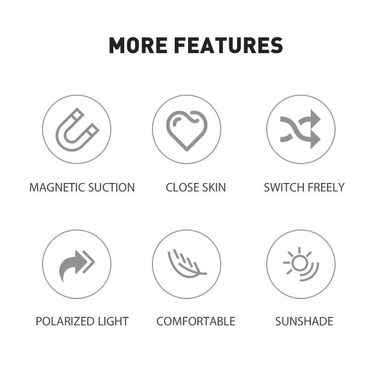 Unisex Retro Sunglasses Set with 5 Magnetic Interchangeable Lenses, Clip-On, In Stock 2213