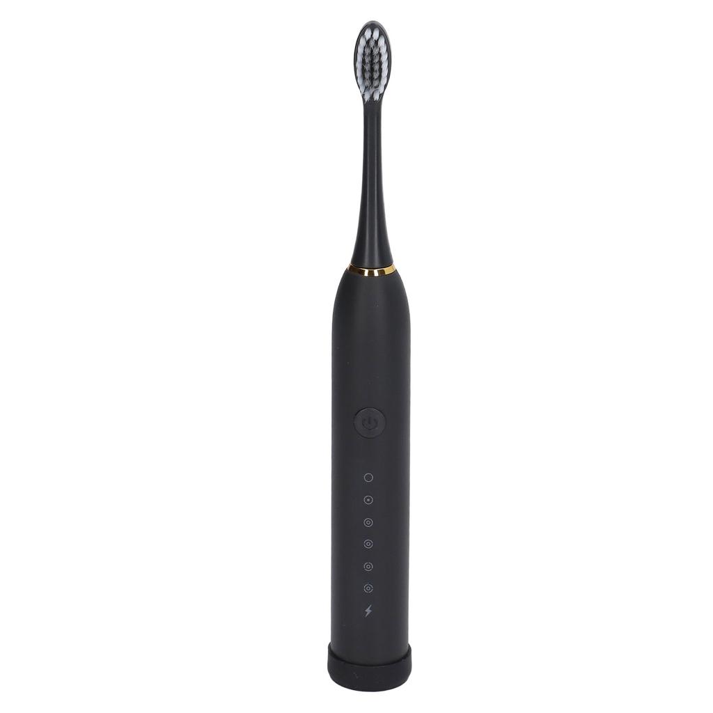 Electric Toothbrush IPX7 Waterproof 6 Modes Rechargeable Automatic Tooth Brush with 4 Heads Black