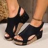 Beige Heeled Sandals Clogs Wedge Comfort Shoes for Women Large Size Cross Summer Buckle Black Platform Girls Studded Low
