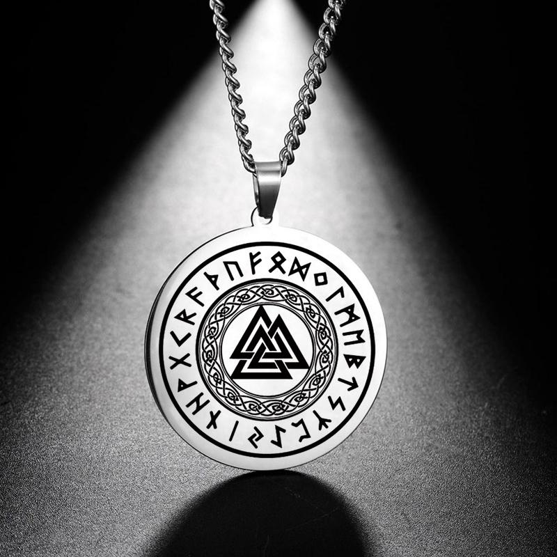Мужская скандинавская ювелирная цепочка-амулет викингов, серебряная цепочка из нержавеющей стали