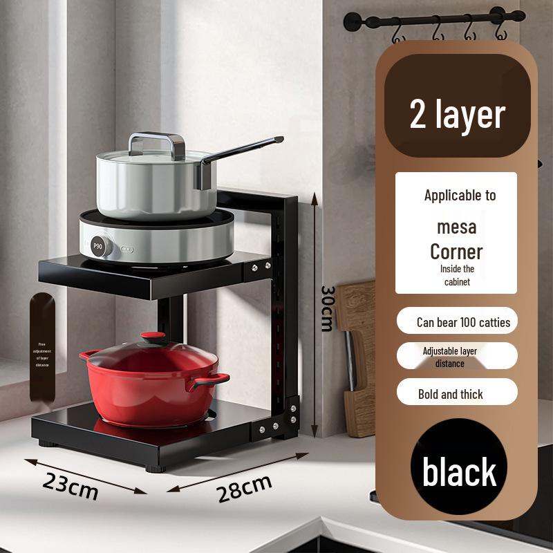 Adjustable Multi-layer Kitchen Storage Rack for Pots and Lids